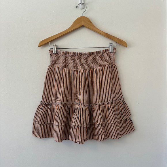 THML Dresses & Skirts - THML Striped Smocked Cotton Ruffle Mini Skirt | Size Small